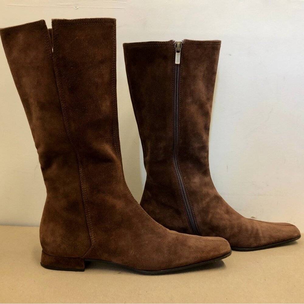 Casadei Brown Suede Mid Calf Boots Made in Italy